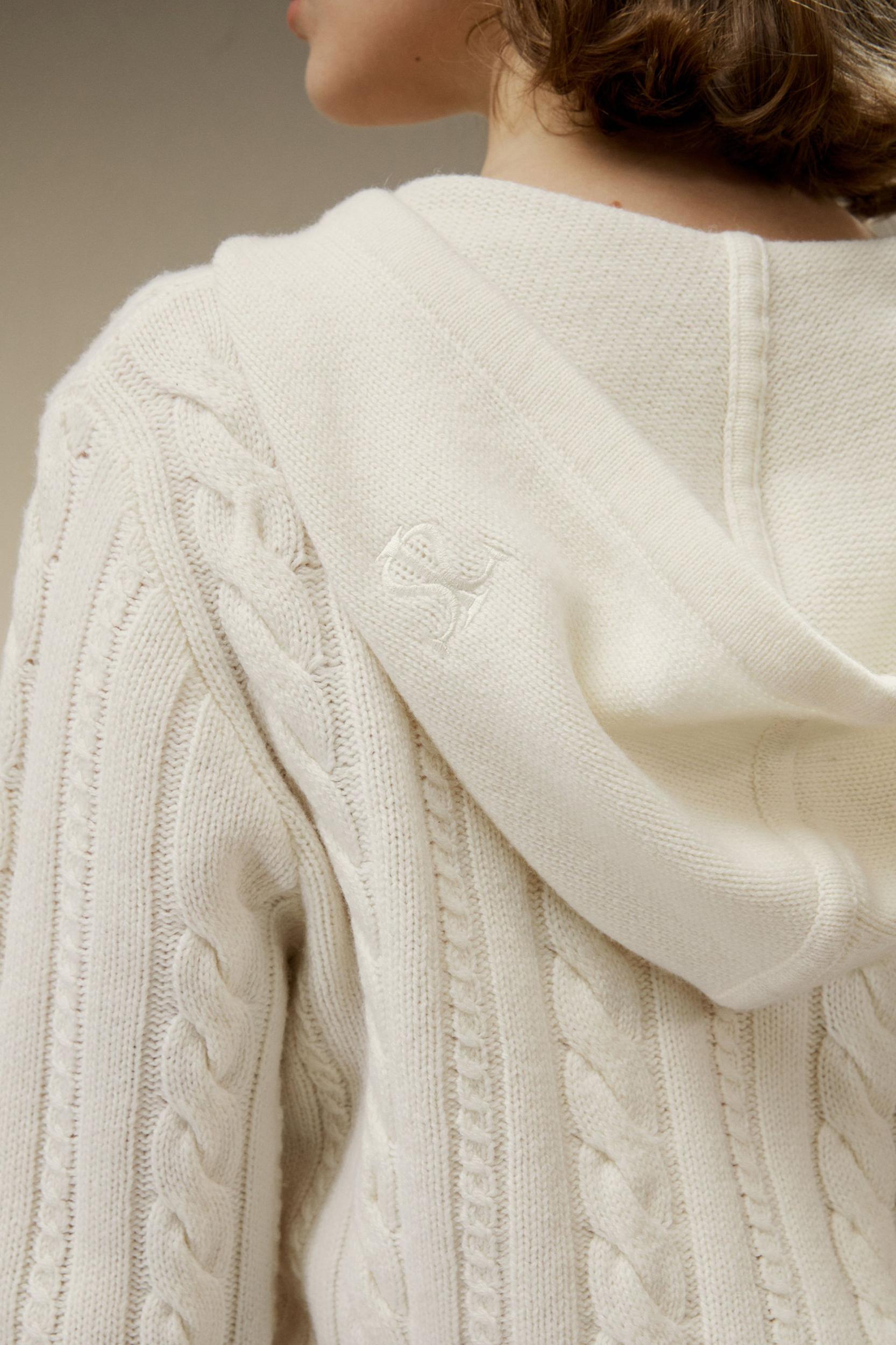 Bela Cable-Knit Wool-Cashmere Blend Hoodie Product Image