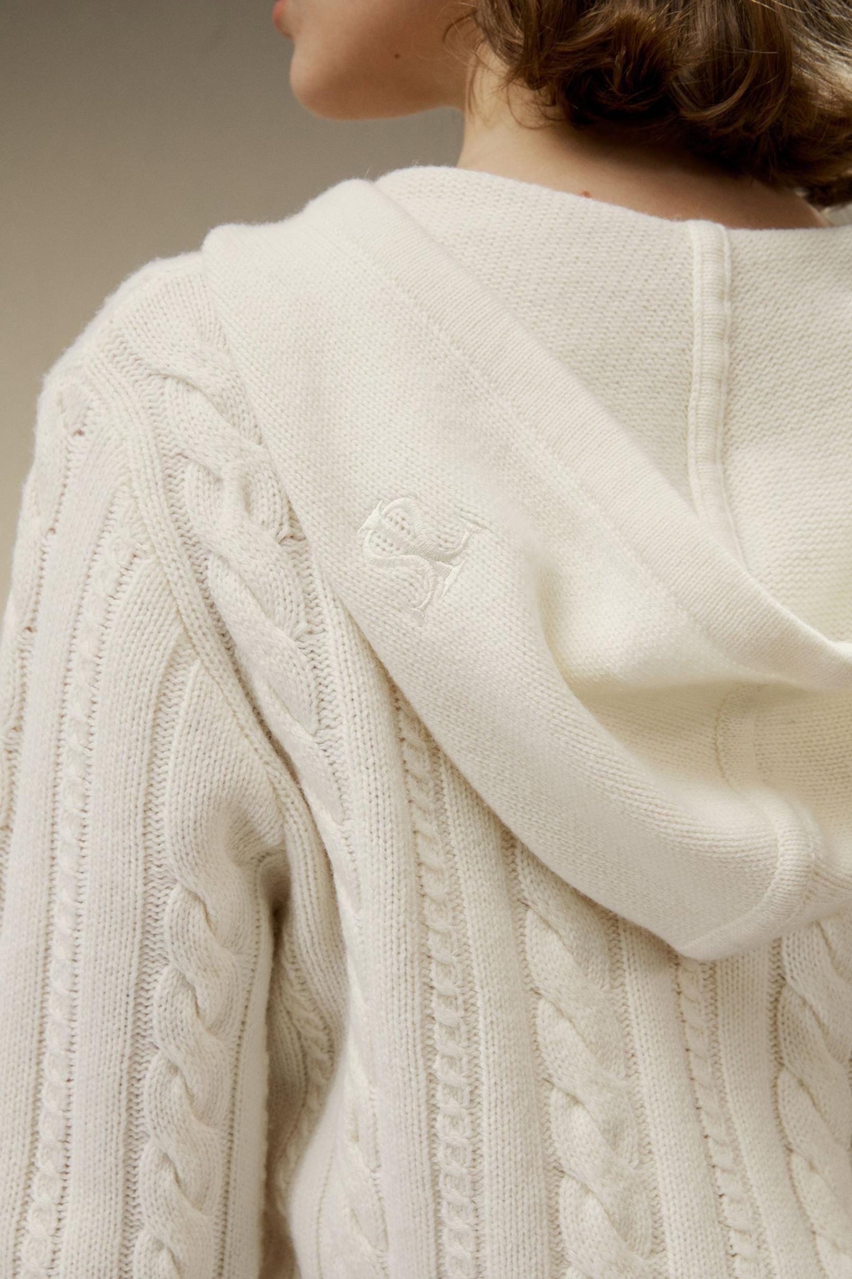 Bela Cable-Knit Wool-Cashmere Blend Hoodie Product Image