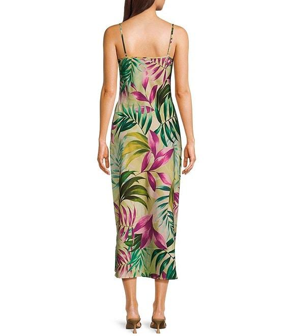 Guess Sleeveless Spaghetti Strap Akilina Tropical Floral Printed Dress Product Image