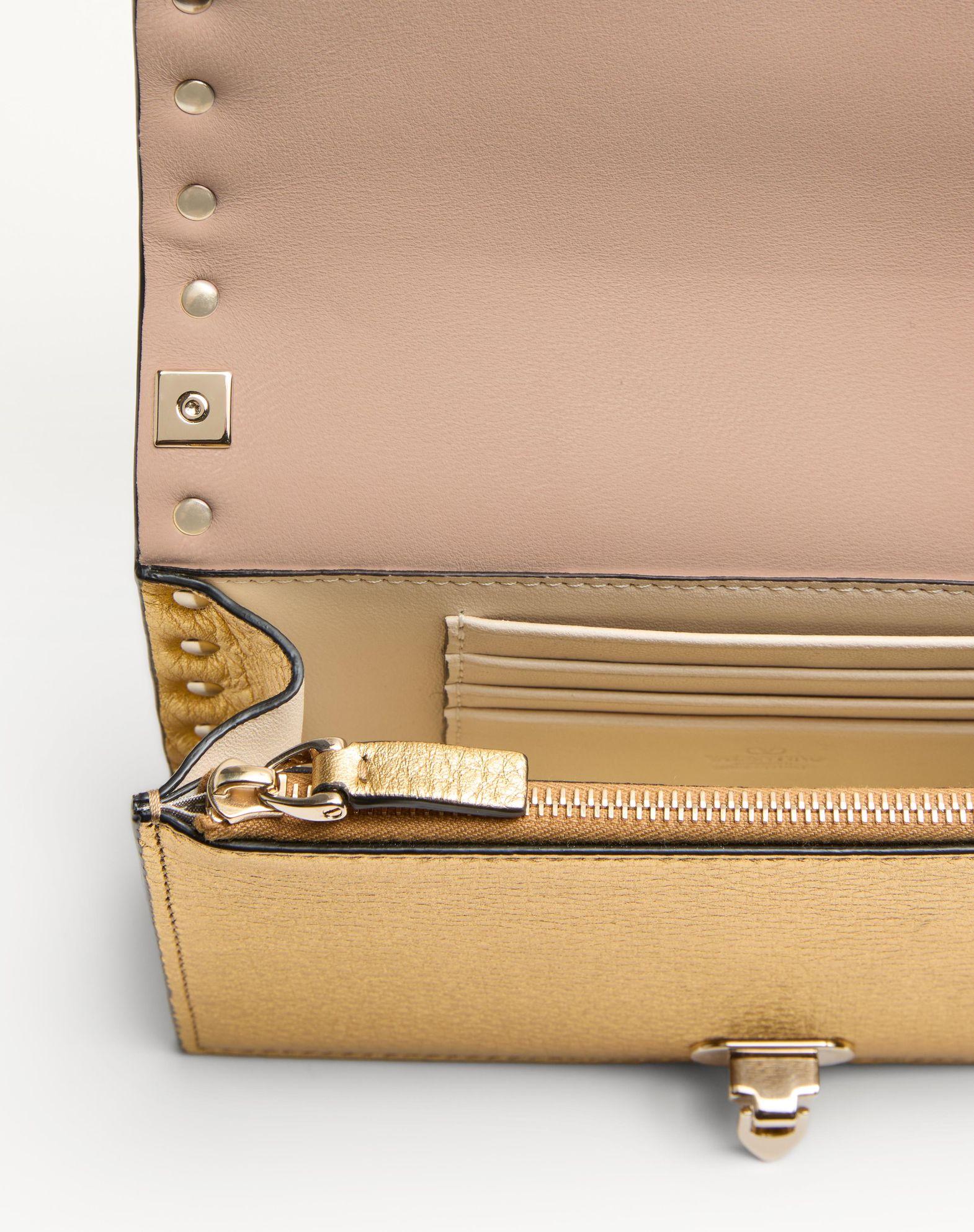 Rockstud Mini Calfskin Bag With Chain In Laminated Grainy Calfskin Product Image