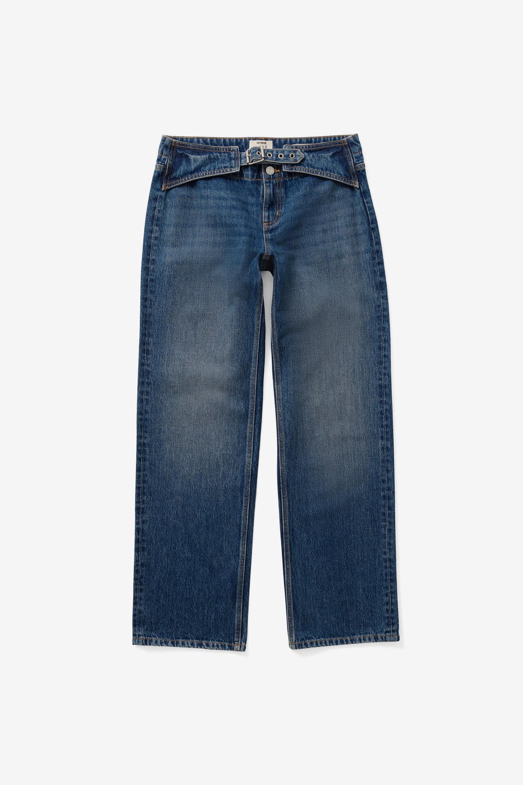 Belted Low Rise Straight Jean Product Image