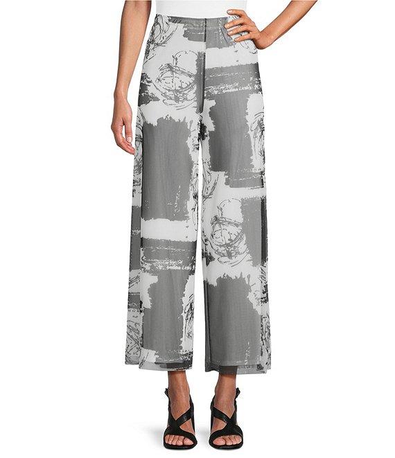 IC Collection Printed Mesh Elastic Waist Wide Leg Pull-On Coordinating Pants Product Image