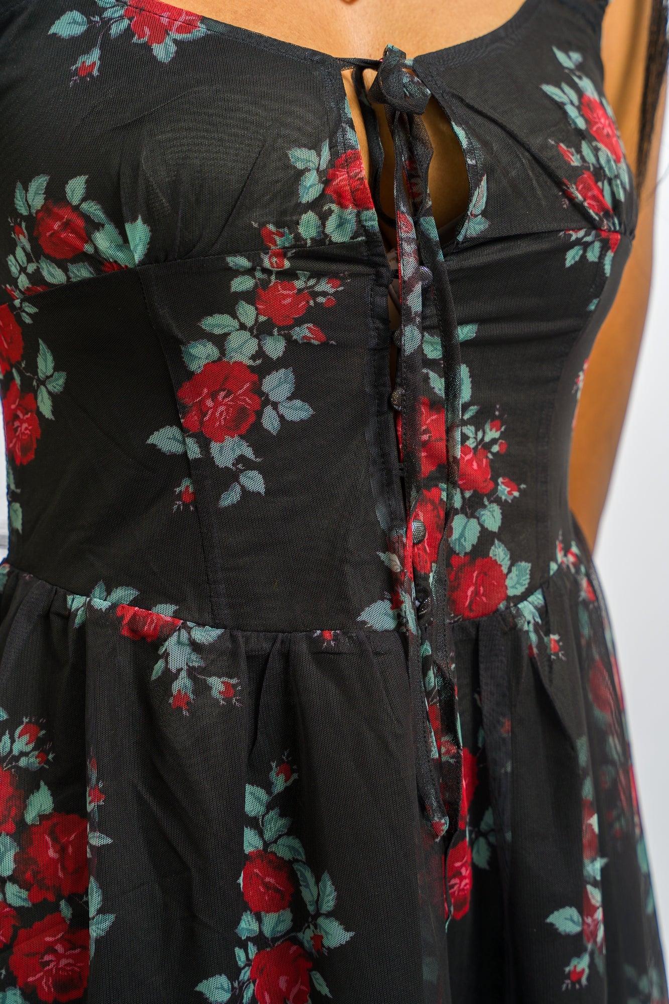 Daisy Street Mini Dress - Multi Rose Print Product Image