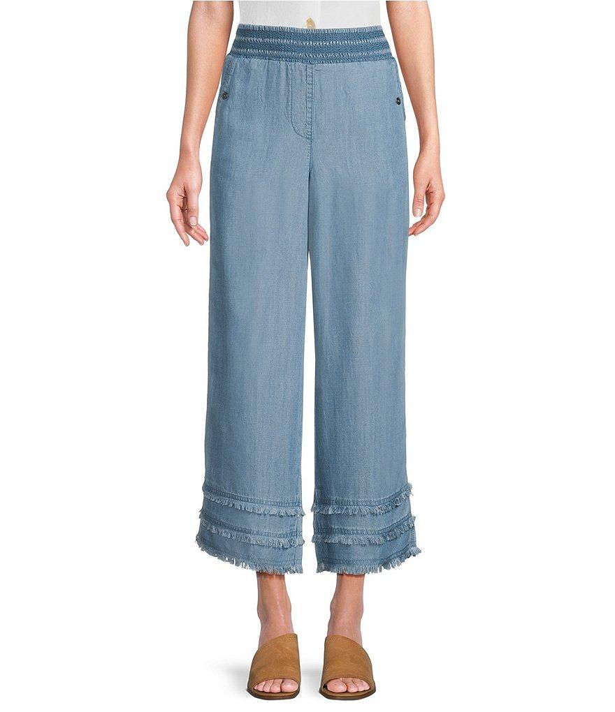 John Mark Frayed Pull-On Wide Leg Pants Product Image