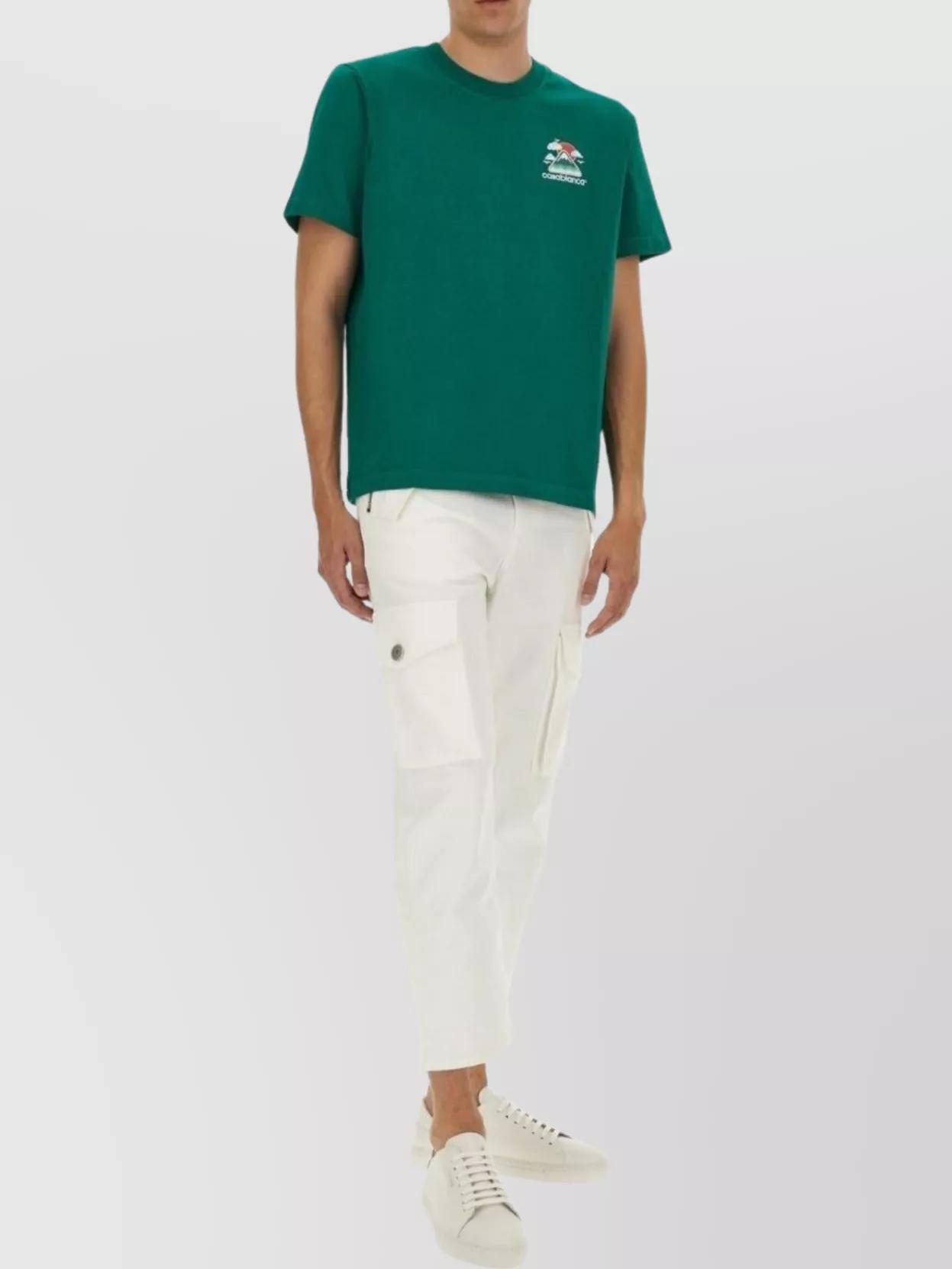 CASABLANCA Mens Montagne Ondulee Brand-print Cotton-jersey T-shirt In Green Product Image