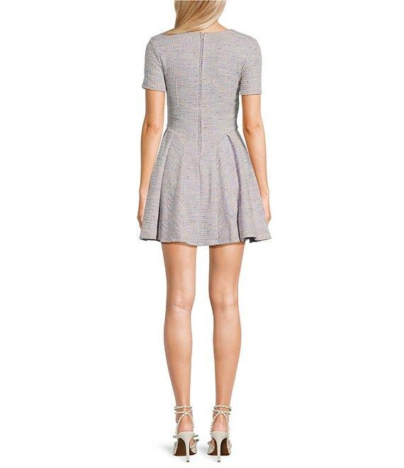 Honey and Rosie Printed Boucle Square Neck Short Sleeve Dress Product Image