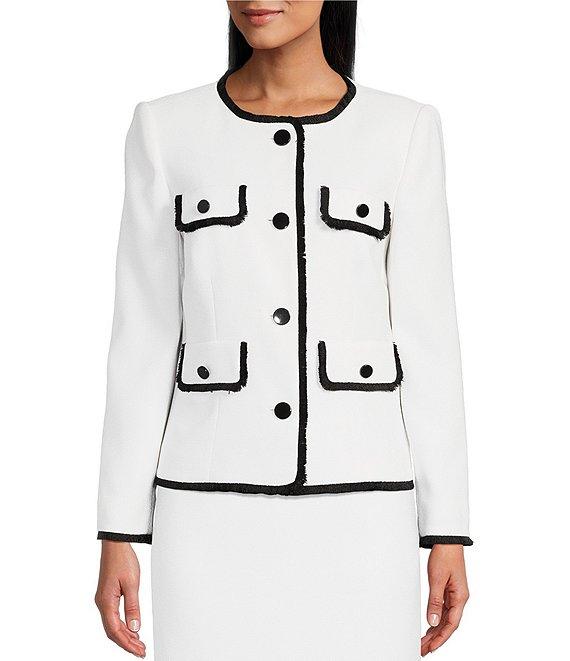 Preston & York Joyce Stretch Tweed Crew Neck Long Sleeve Coordinating Jacket Product Image