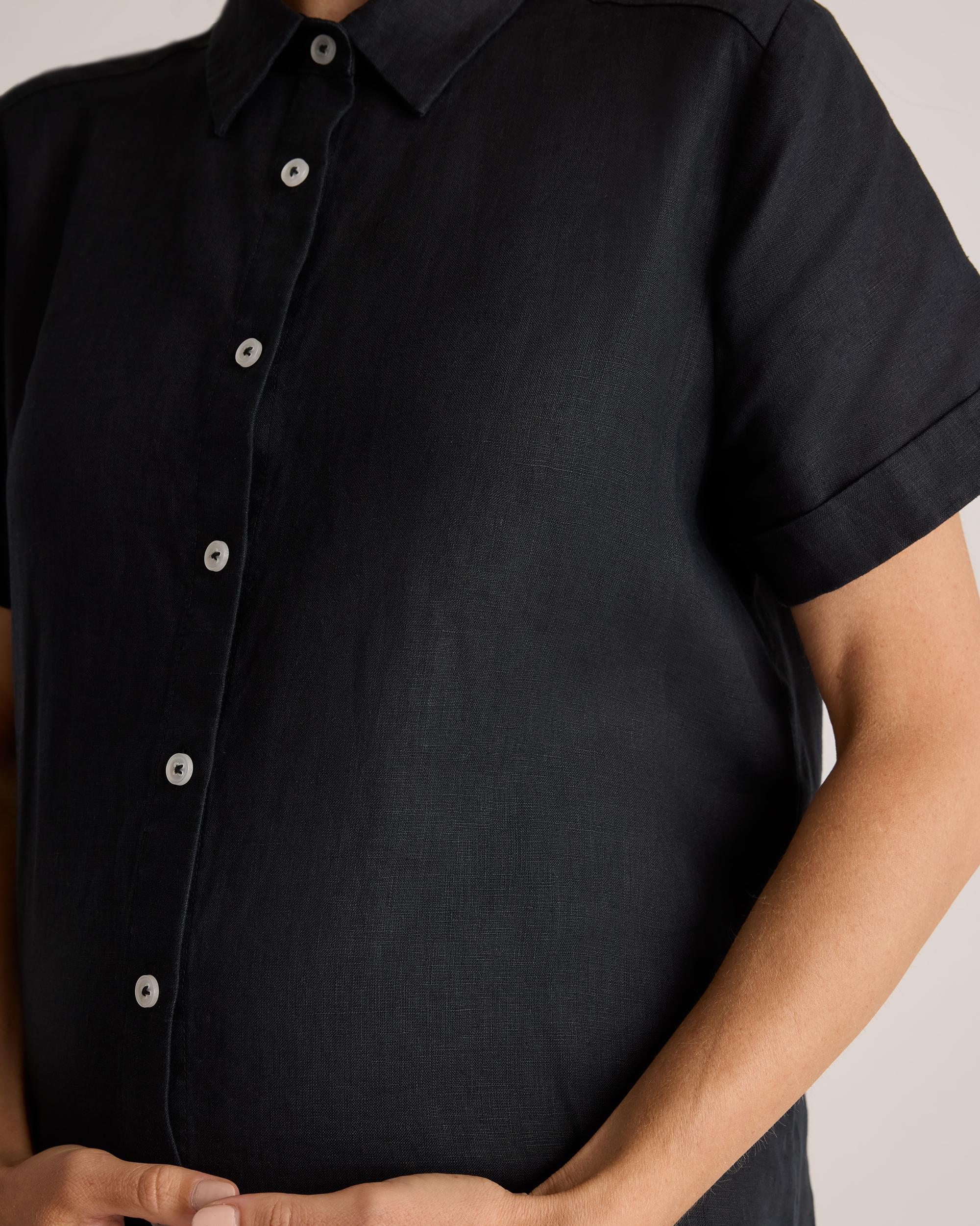Quince | Women's 100% European Linen Maternity Camp Shirt Product Image