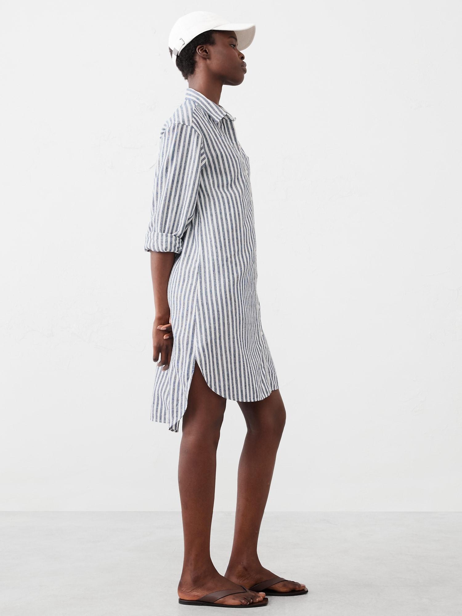 Seersucker Mini Shirtdress Product Image