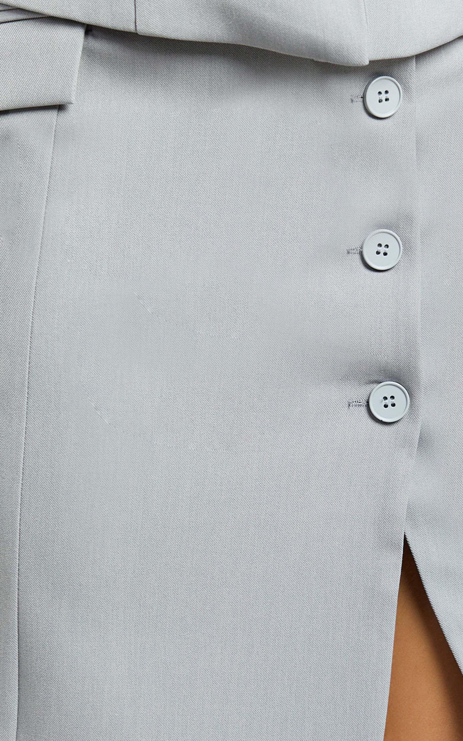 Baylee Midi Skirt - Wrap Front Side Split Skirt in Grey Product Image