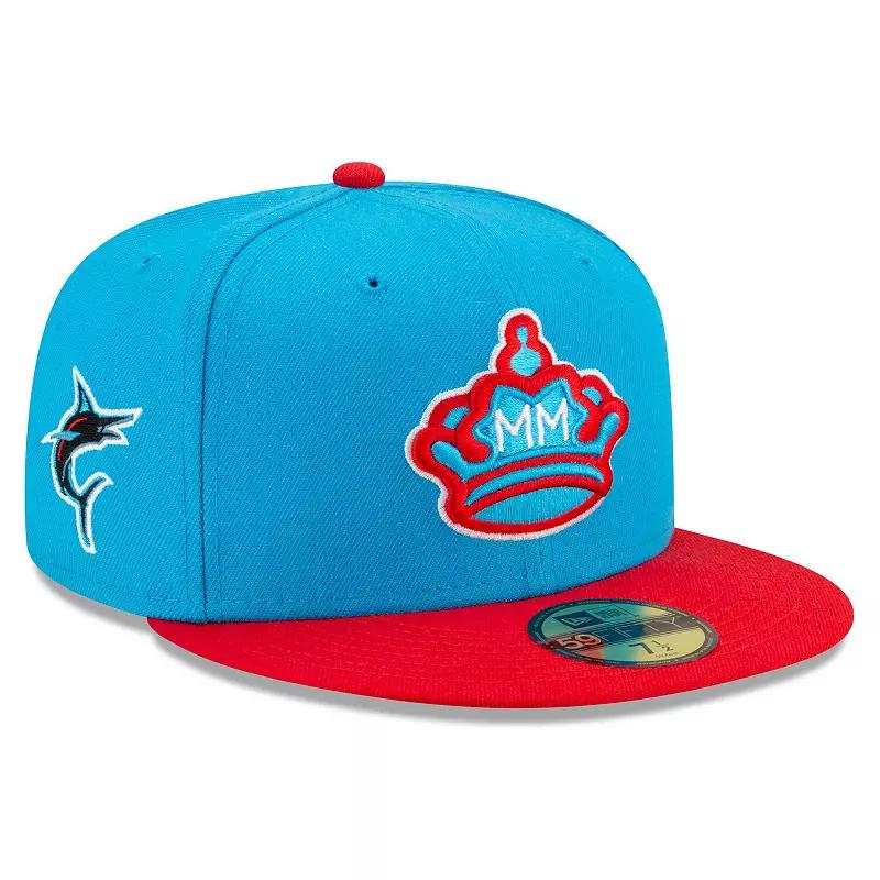 Men's New Era Blue/Red Miami Marlins 2021 City Connect 59FIFTY Fitted Hat,  Product Image