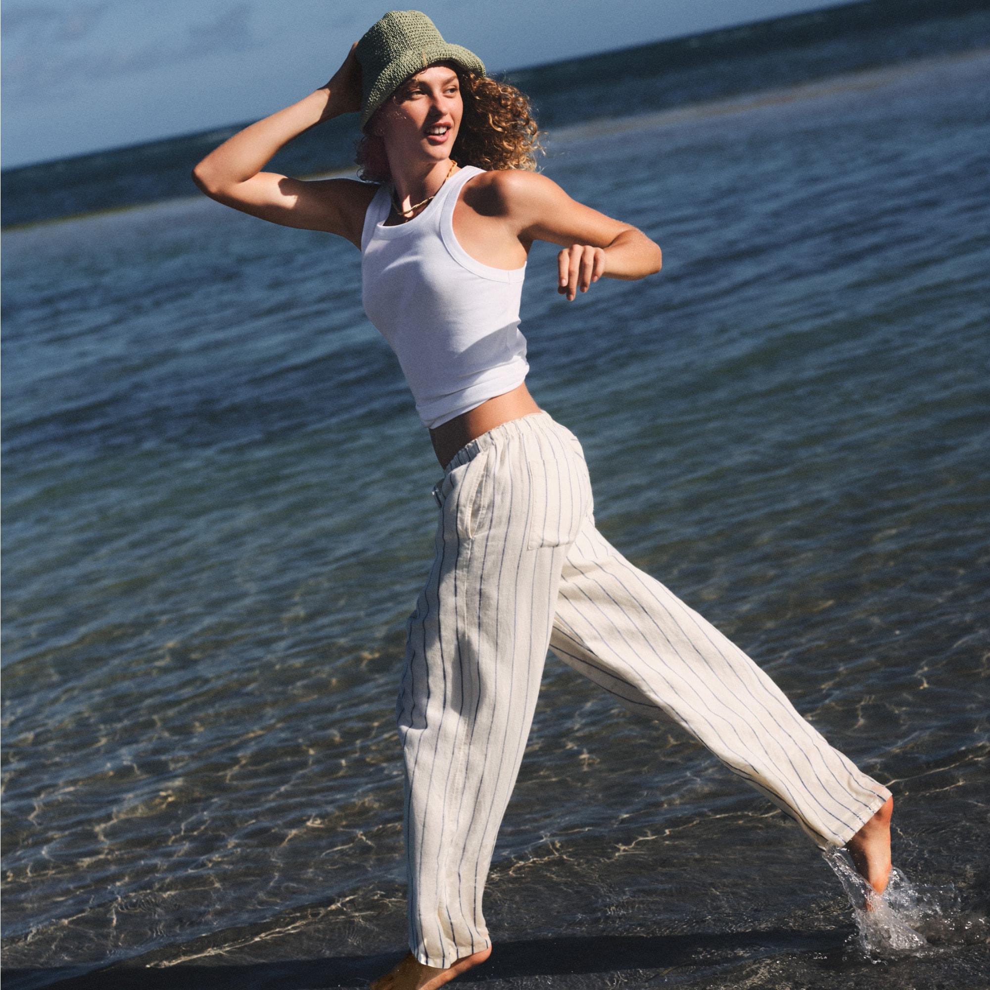 New Soleil pant in striped linen Product Image