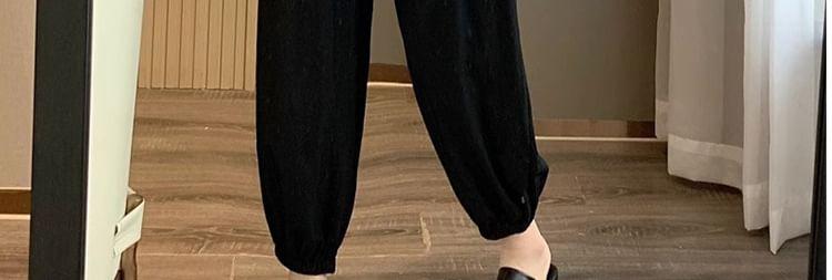 Maternity Elastic Waist Plain Crop Harem Pants Product Image