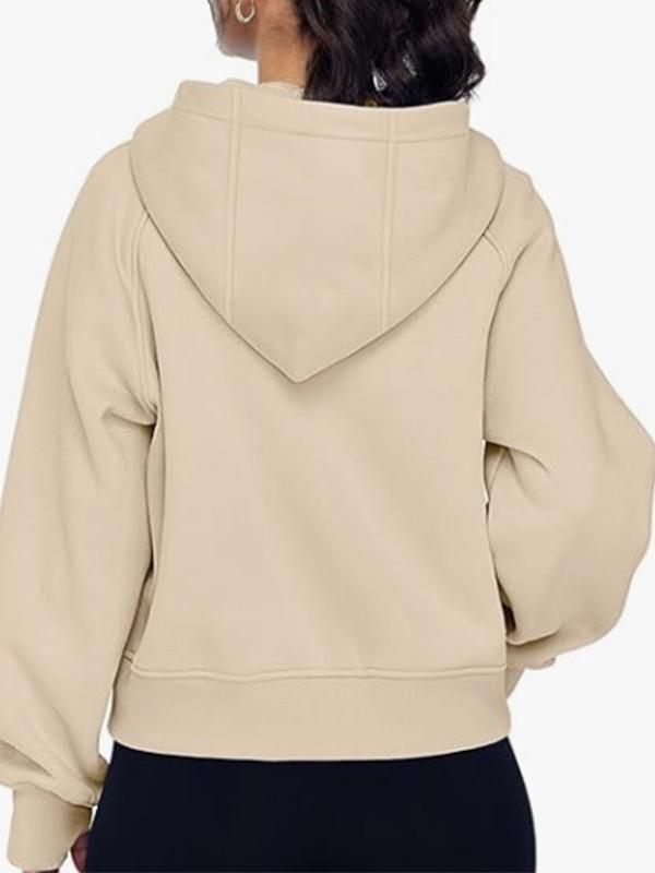 Hooded Long Sleeves Pockets Solid Color Zipper Jackets Outerwear Product Image