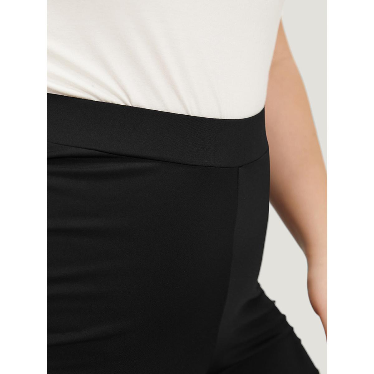 Plus Size Plain Skinny Ruched Side Shorts Women Black Casual High stretch Skinny High Rise Dailywear Leggings BloomChic 18-20/2X Product Image