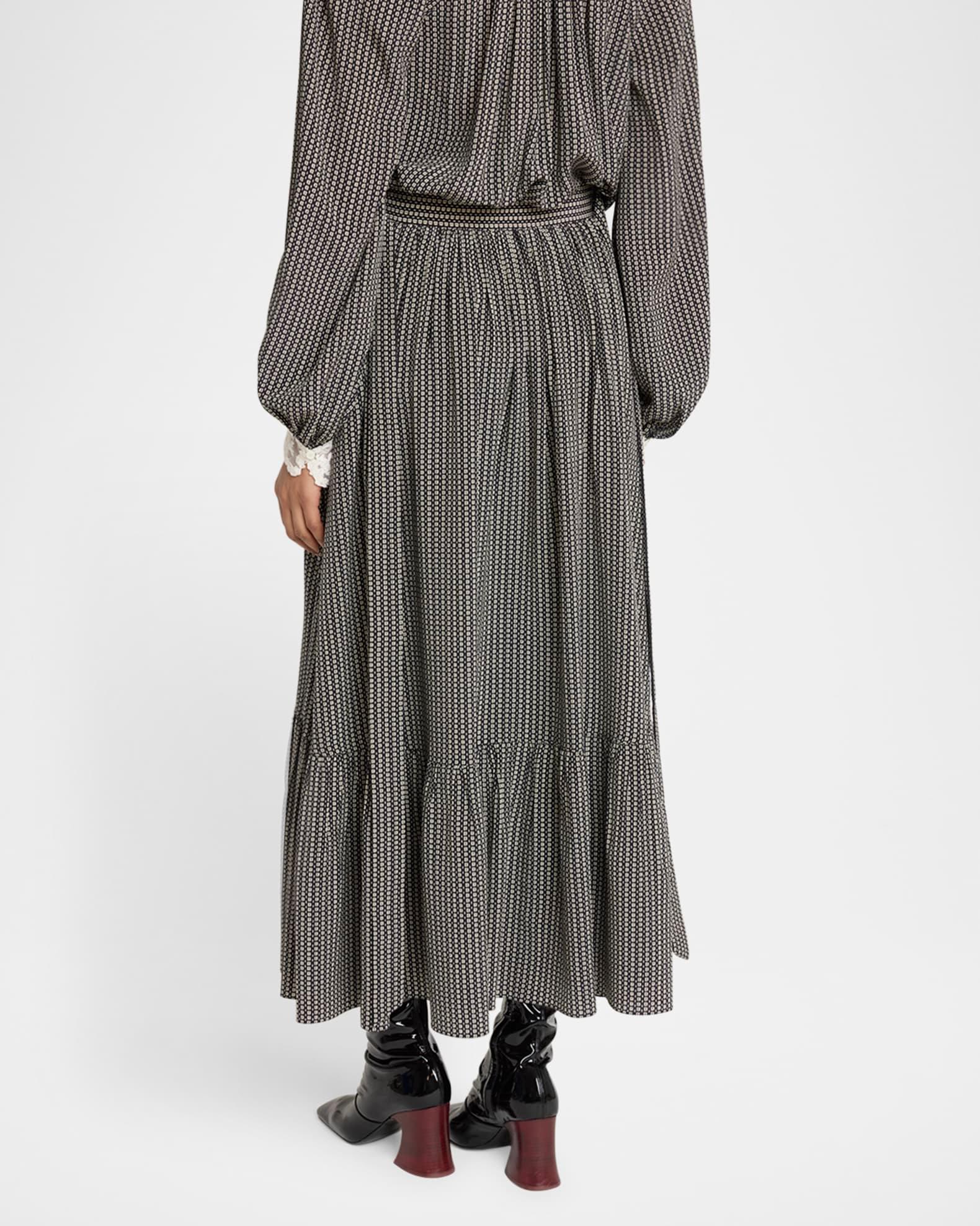 Micro Check Silk Maxi Skirt Product Image