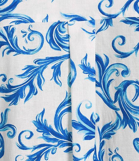 Investments Plus Size Woven Blue Lolite Status Border Long Sleeve Point Collar Button Front Top Product Image