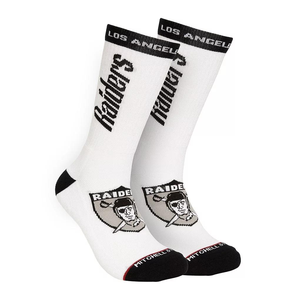 Men's Mitchell & Ness White Los Angeles Raiders Throwback Kick Off Crew Socks,  Product Image