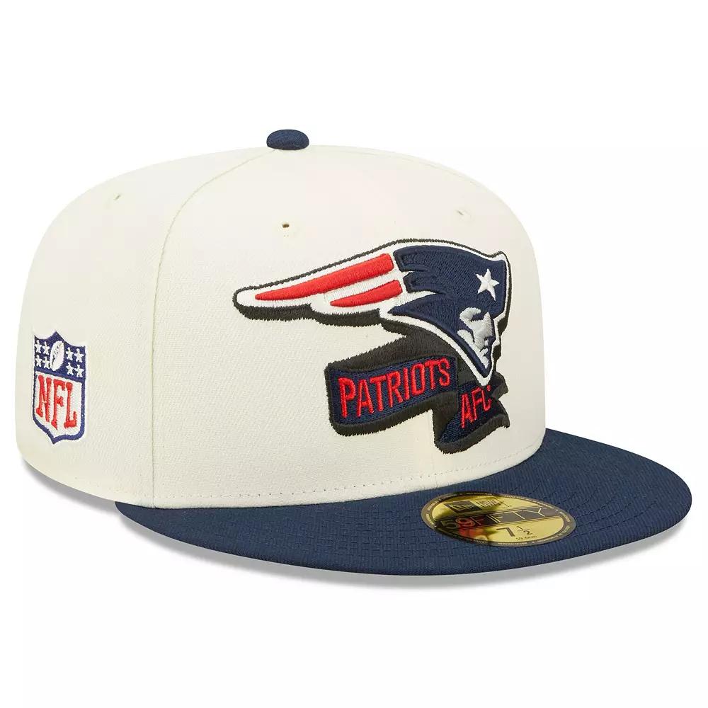Men's New Era Cream/Navy New England Patriots 2022 Sideline 59FIFTY Fitted Hat, Size: 7 5/8, Beige Product Image