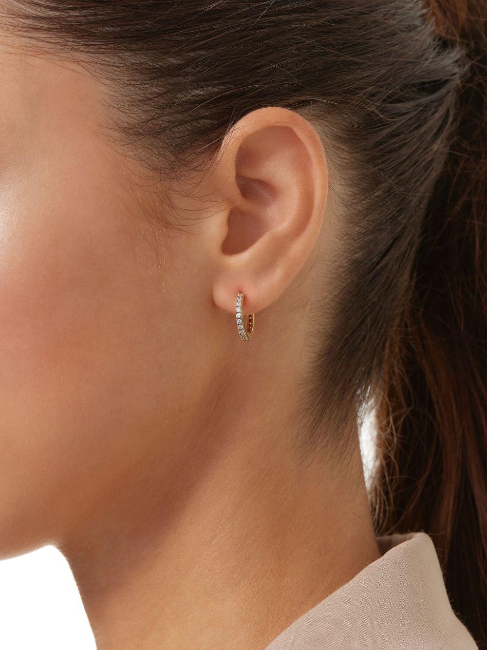 14kt yellow gold diamond huggie earrings Product Image