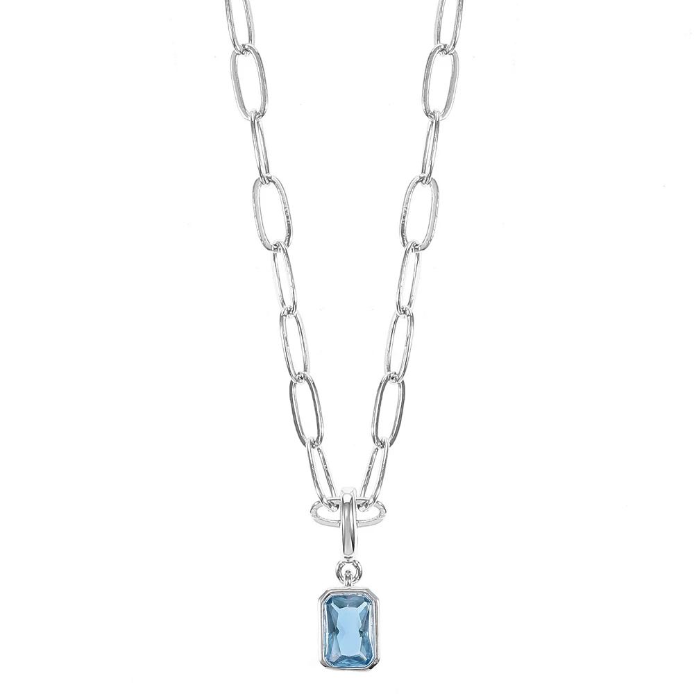 City Luxe Crystal Birthstone Pendant Necklace, Women's, Size: 18-20" ADJ, December Silver Tone Product Image