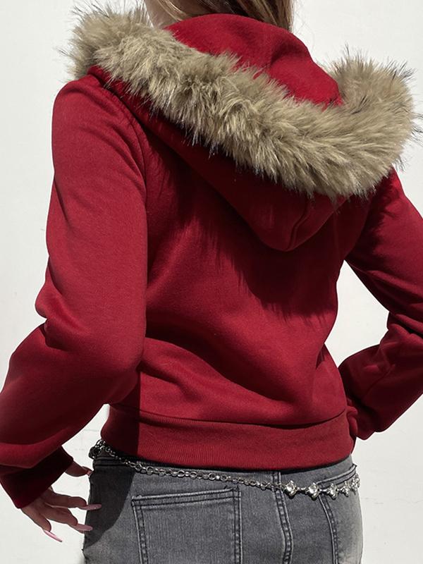 Digital Print Fur Oversized Hoodie Product Image