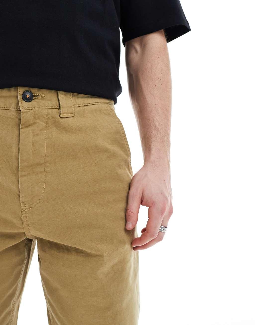 BOSS Orange chino straight cotton pants straight fit in beige Product Image