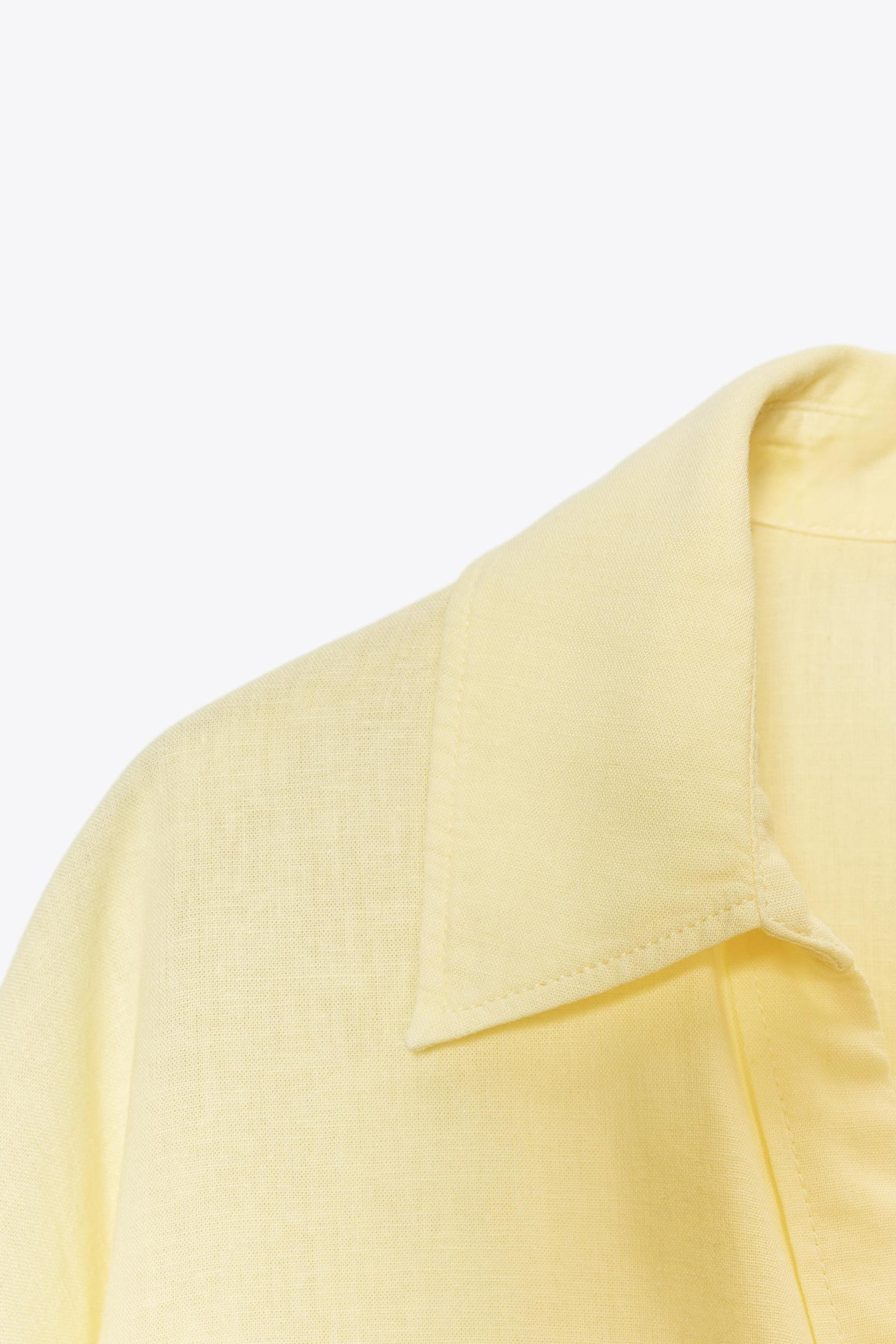 LINEN BLEND CROPPED SHIRT Product Image