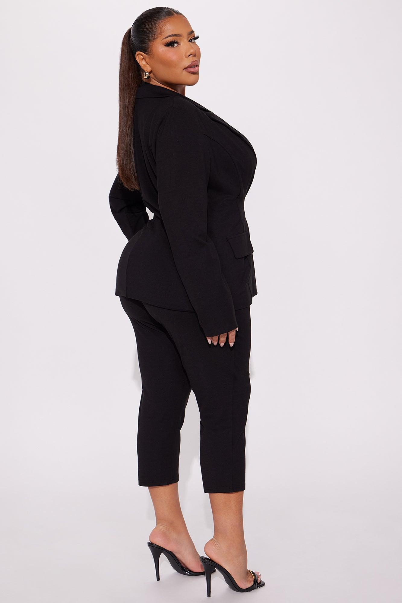 The Mia Double Lined Ponte Blazer Capri Set - Black Product Image