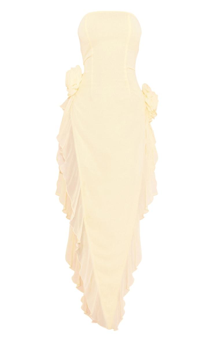 Lemon Bandeau Corsage Frill Detail Midaxi Dress Product Image