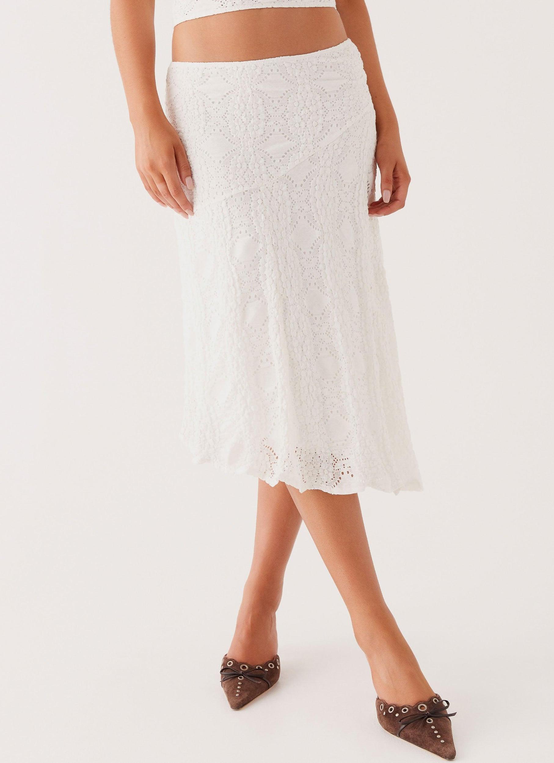 Diamond Sky Midi Skirt - White Product Image