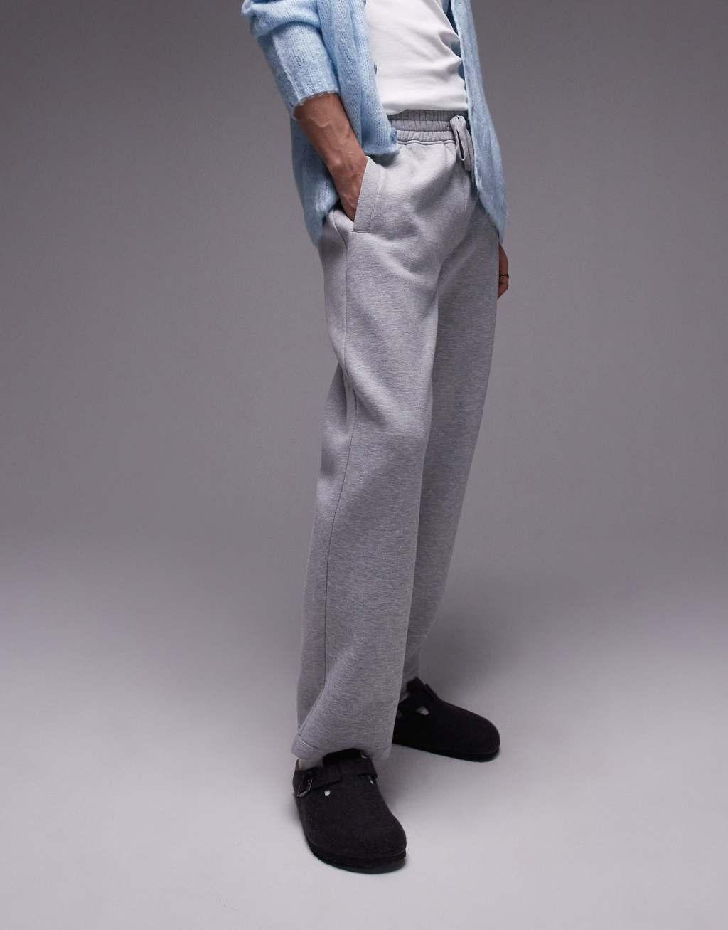 Topman straight leg sweatpants in gray heather Product Image