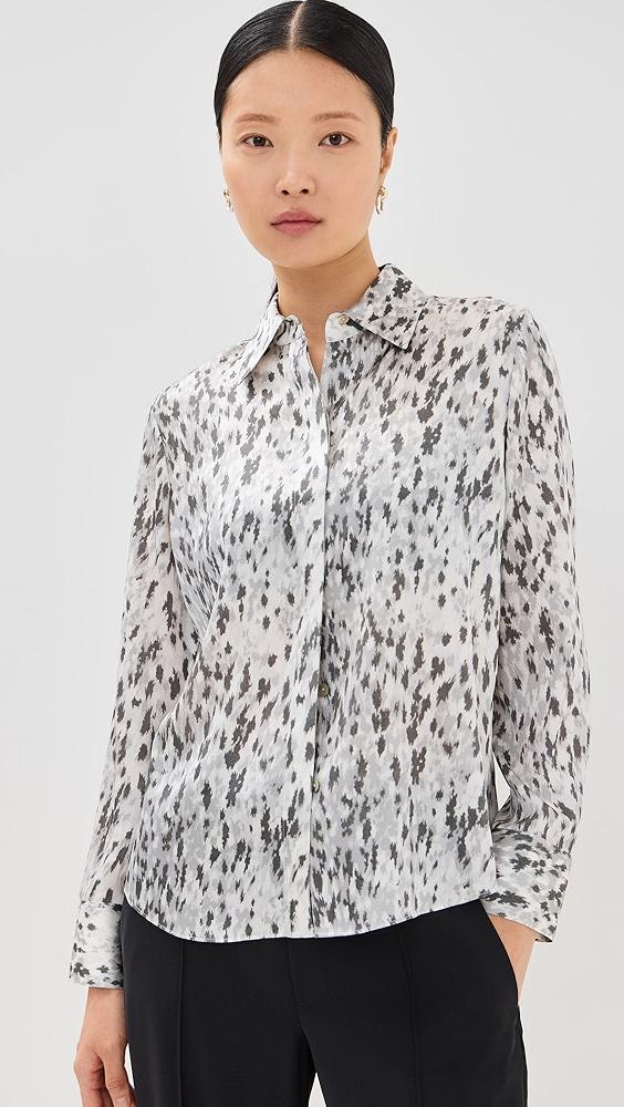 Vince Abstract Onyx Slim Fit Satin Shirt | Shopbop Product Image