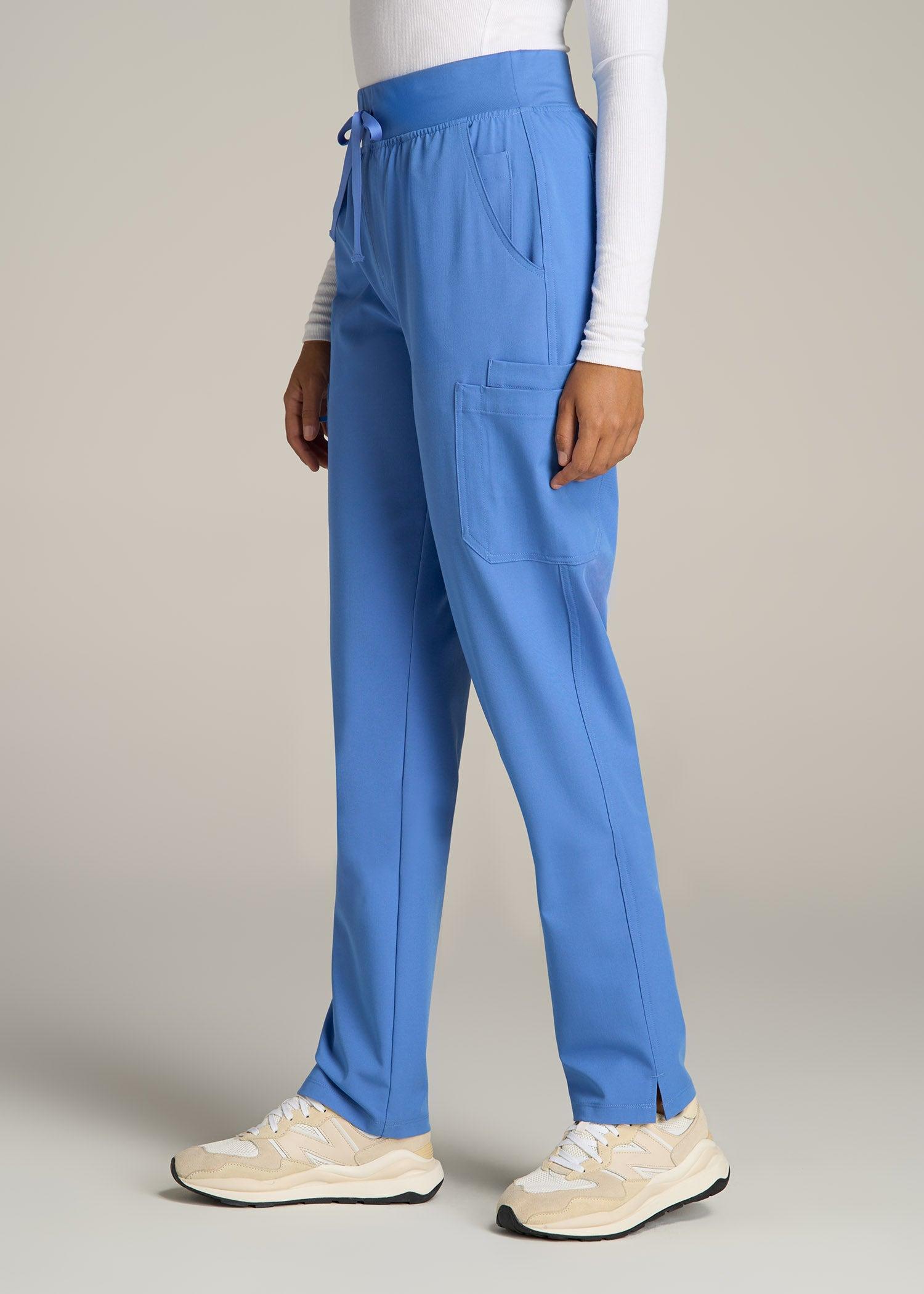 Cargo Scrub Pants for Tall Women in Deep Sky Blue Female Product Image