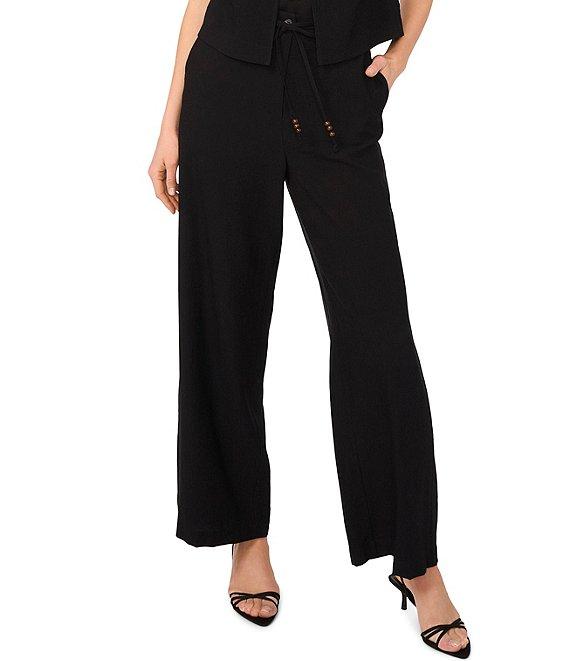 Vince Camuto Coordinating Woven Belted Straight Leg Pants Product Image