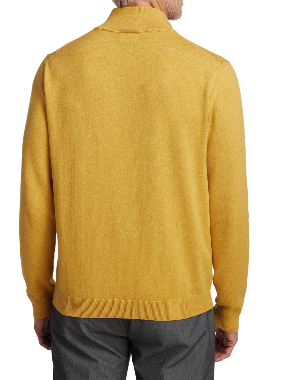 Supima Cotton Quarter Zip Mock Neck Sweater - Mustard Product Image