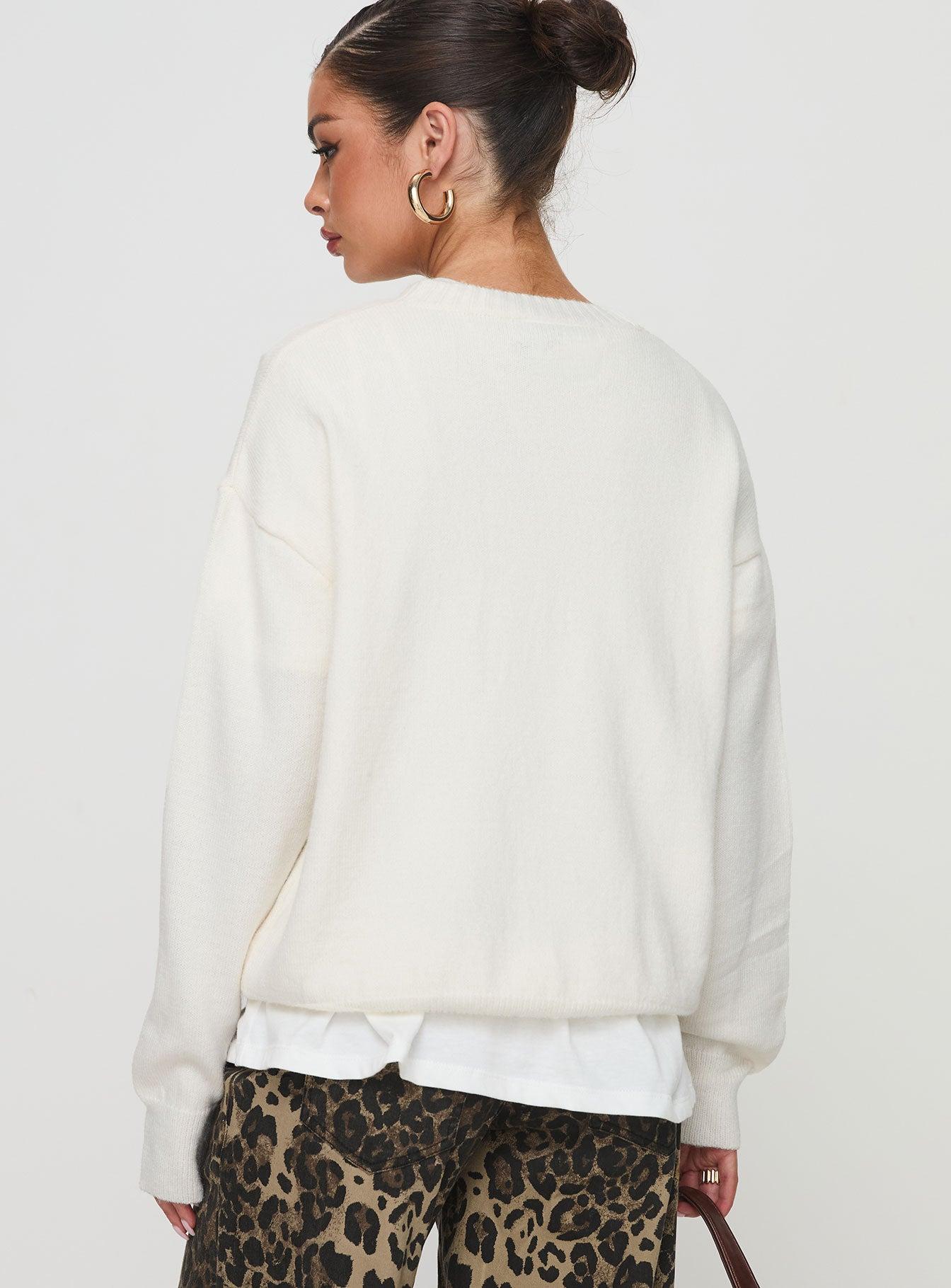 Cherry Dreams Knit Jumper Cream Product Image