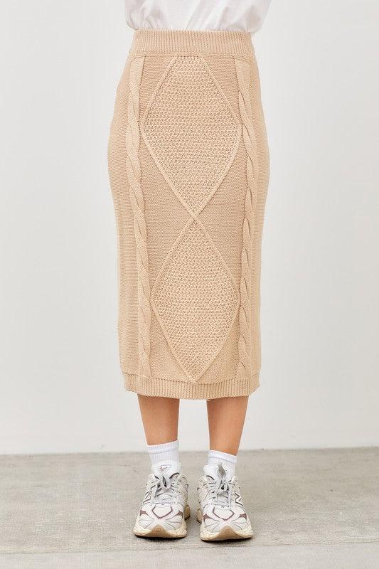 Knit Woven Midi Skirt Product Image