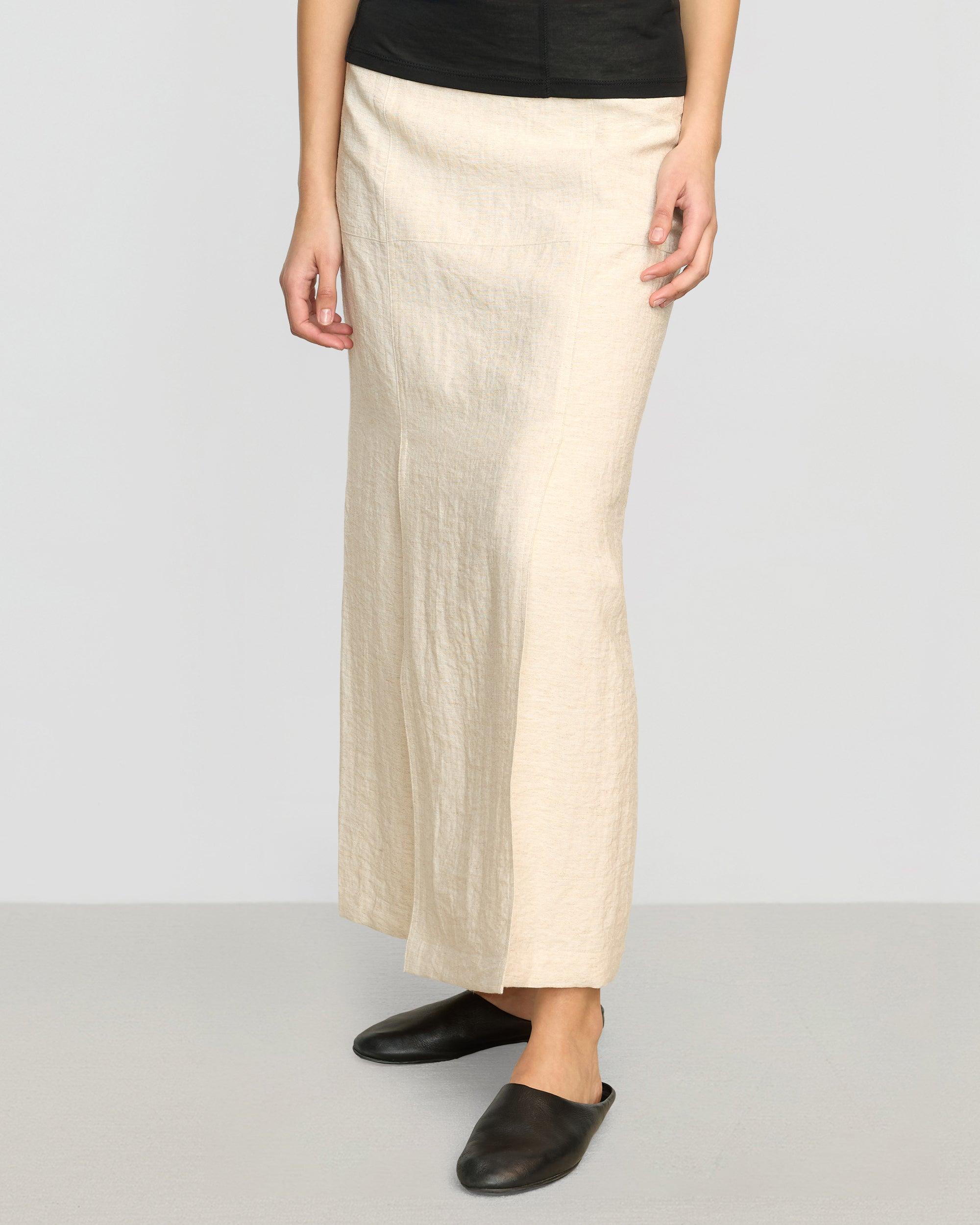 Ranni Front-Vent Linen-Blend Skirt Product Image