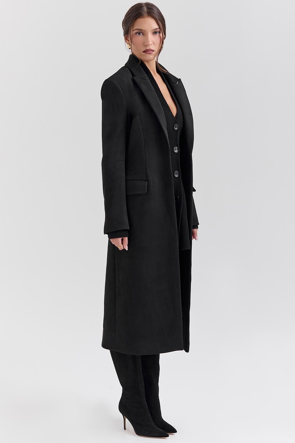 Remi  black single breasted long coat Product Image