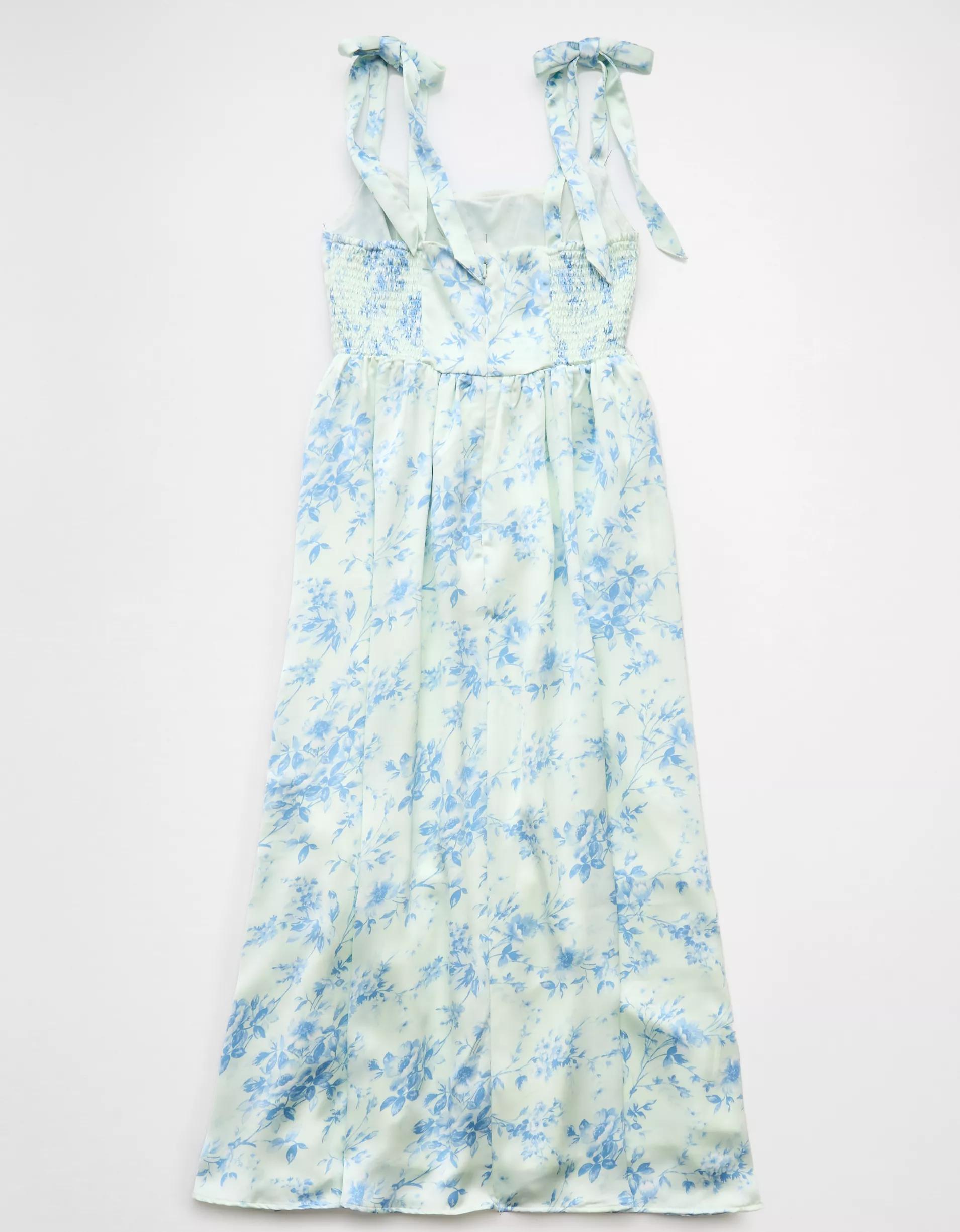 AE Corset Tie Strap Floral Midi Dress Product Image