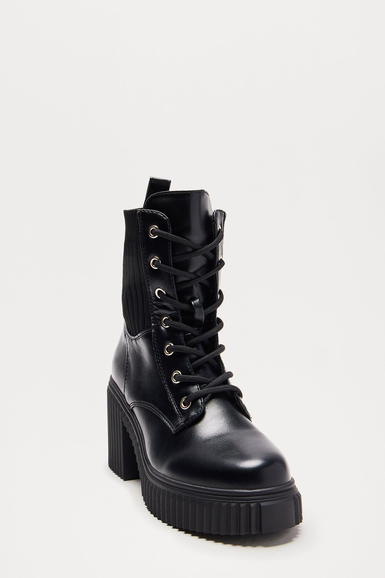Ander Lace Up Booties - Black Product Image