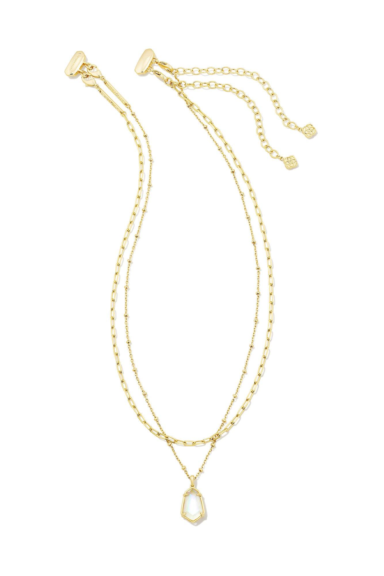 Alexandria Gold Multi Strand Necklace Iridescent Drusy Product Image
