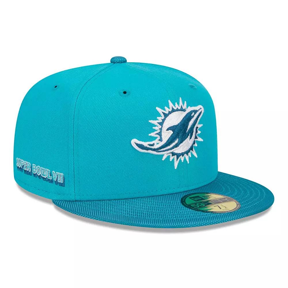 Men's New Era Aqua Miami Dolphins Active Ballistic 59FIFTY Fitted Hat, Size: 7 5/8, Turquoise A Product Image