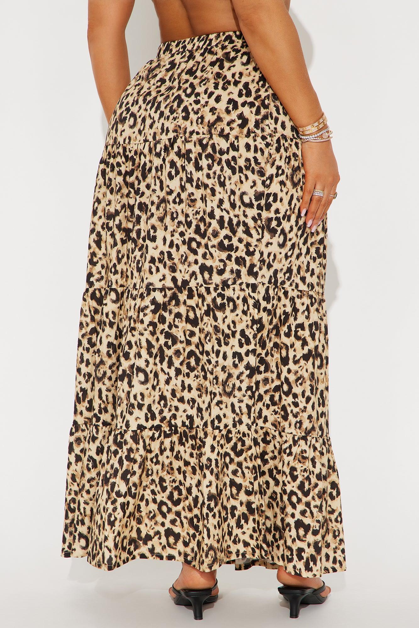 On The Lookout Leopard Maxi Skirt - Brown/combo Product Image