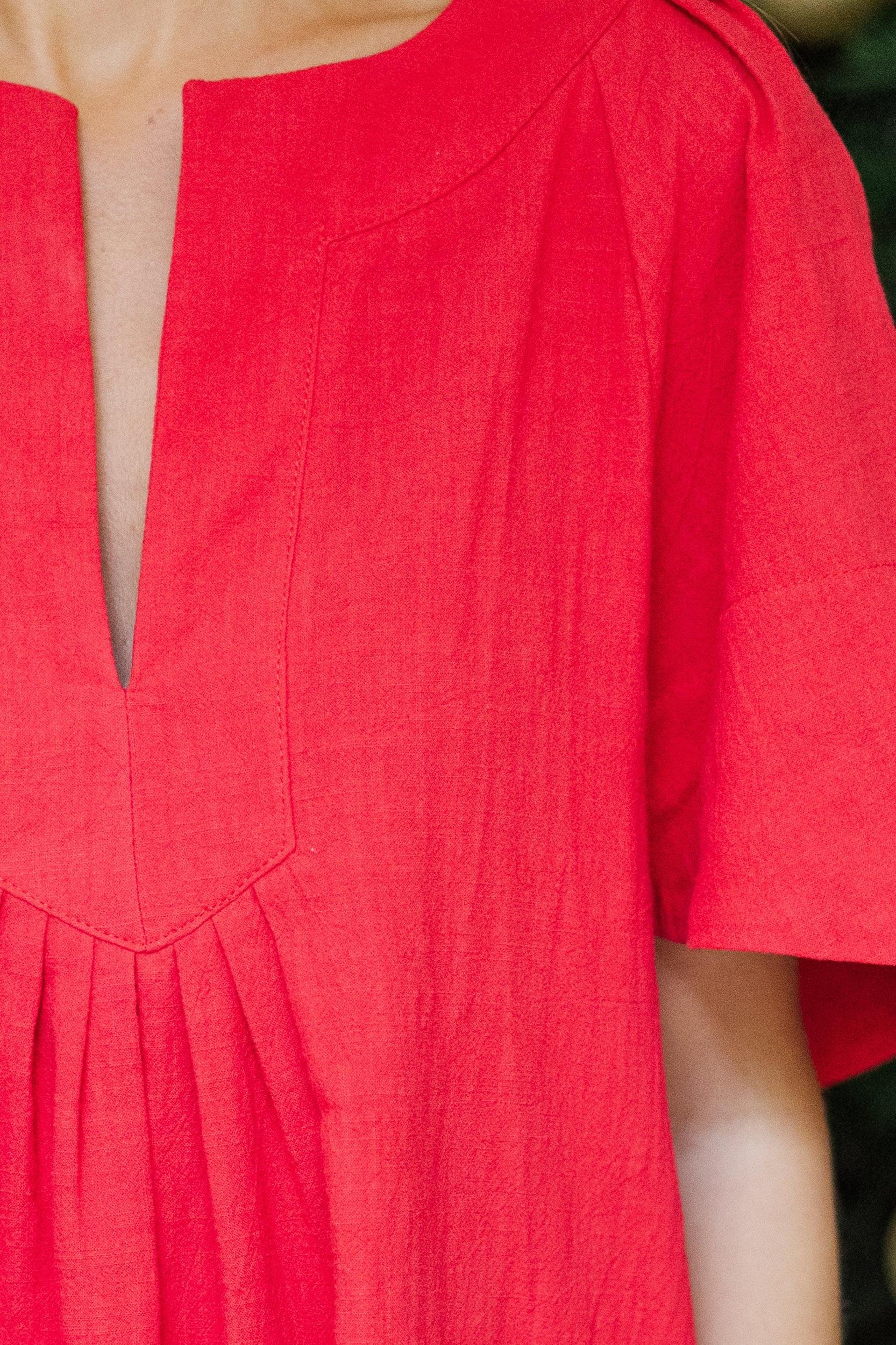 Just A Theory Red Cotton Dress Female Product Image