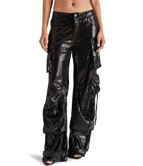 Steve Madden Duo Sequin Mid Rise Cargo Pants Product Image