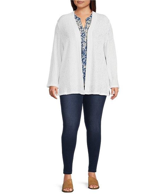 Calessa Plus Size Textured Knit Long Sleeve Open-Front Cardigan Product Image