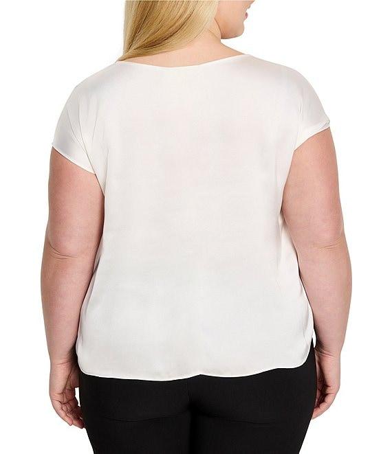 NIC + ZOE Plus Woven Day Gloss Boat Neck Short Dolman Sleeve Top Product Image