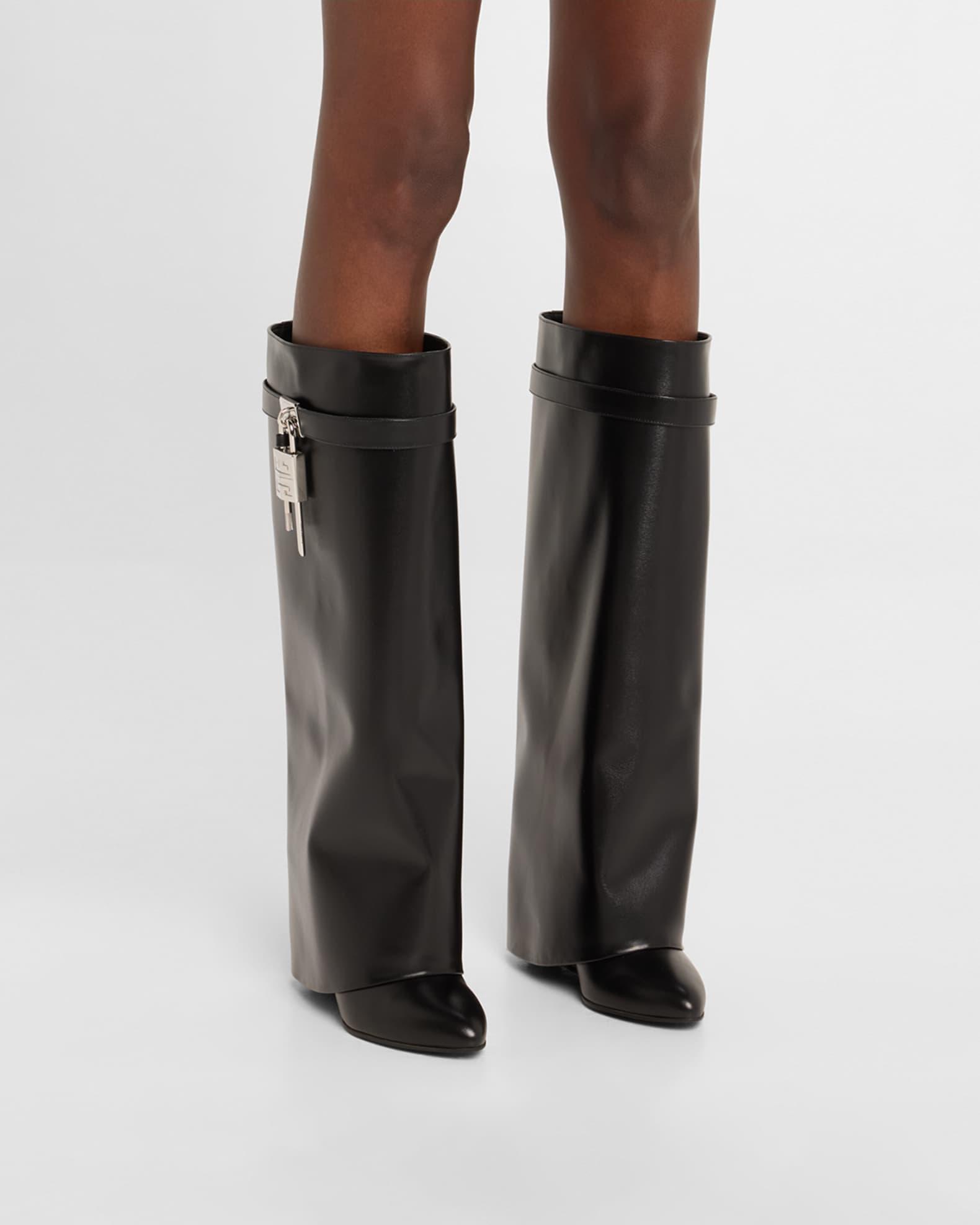 Shark Lock Wide Leather Boots Product Image